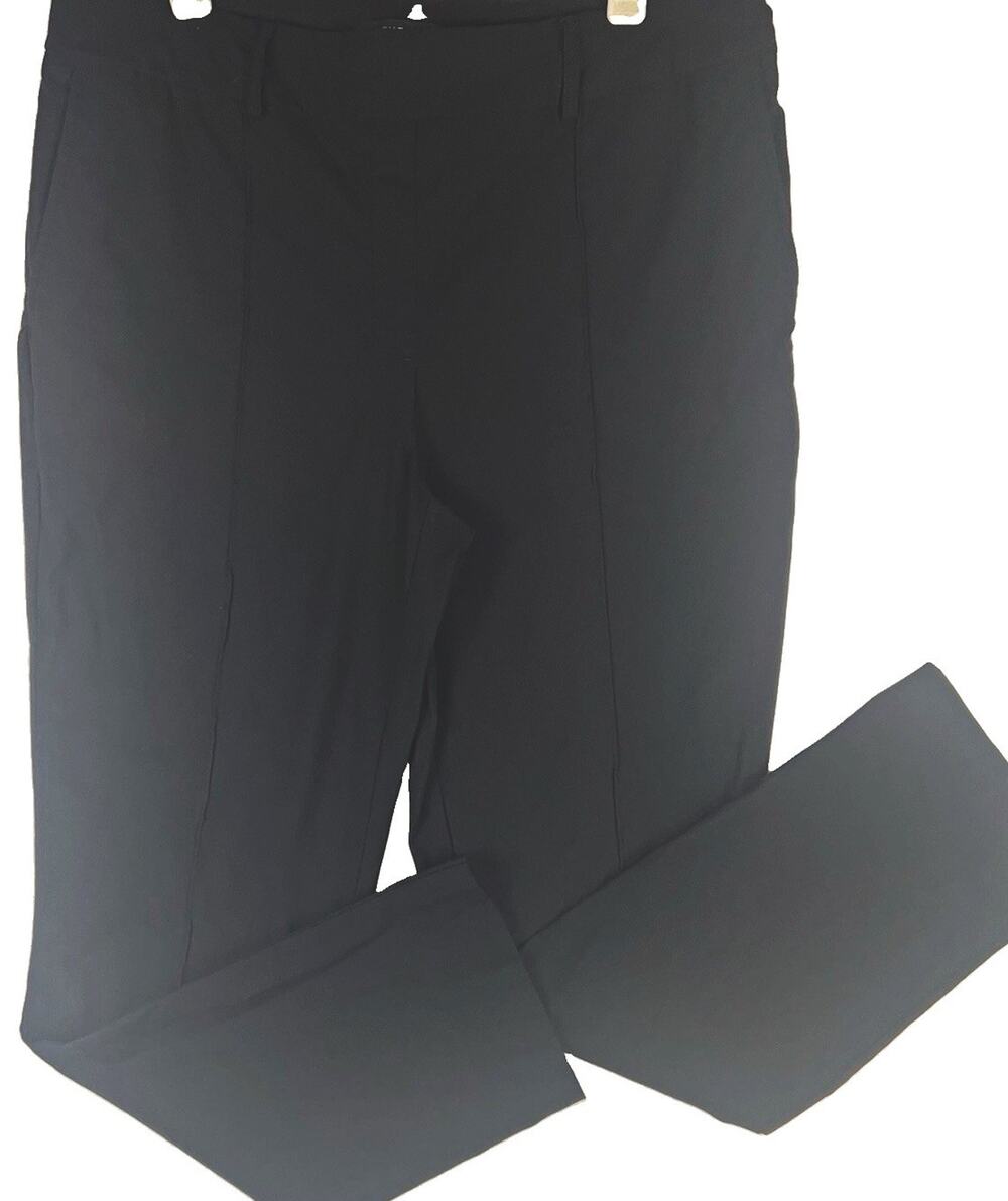 Hilary Radley Women’s L Black Dress Pants Slim Straight Leg High Rise Stretch